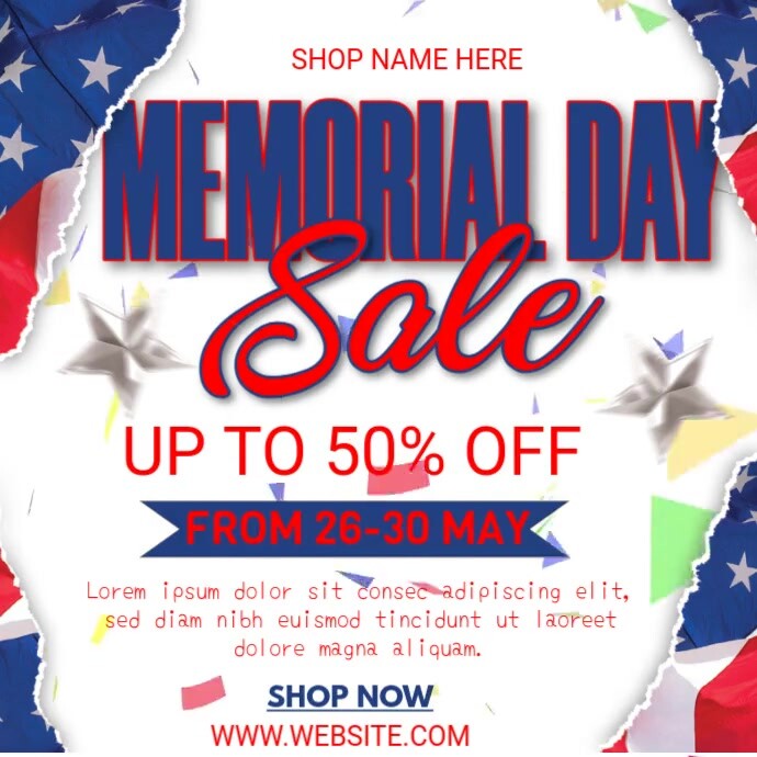 Modern & Minimal Memorial Day Square (1:1) template