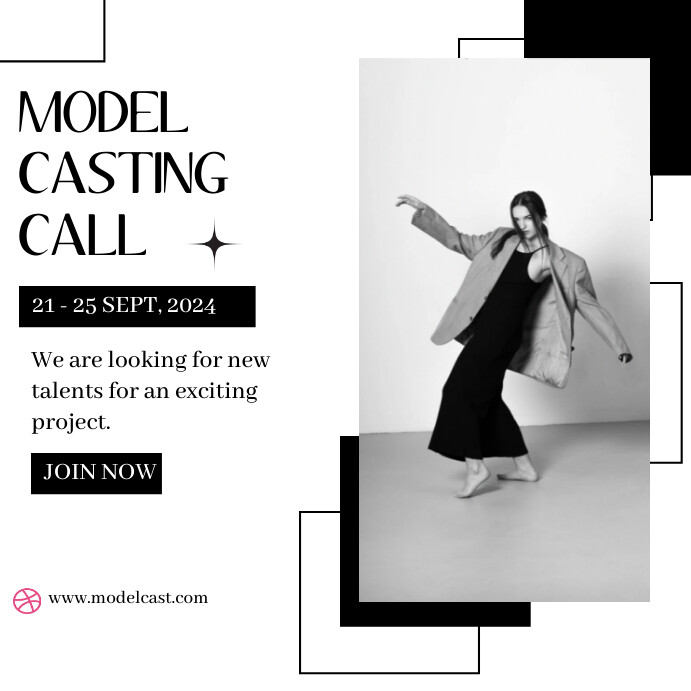 Modern & Minimal Model Casting  Instagram Pos template