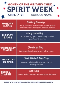 Modern & Minimal Month Of The Military Child Spirit Week A6 template