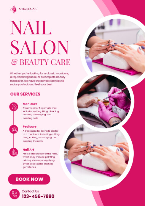 Modern & Minimal Nail Salon And Beauty Care A4 template