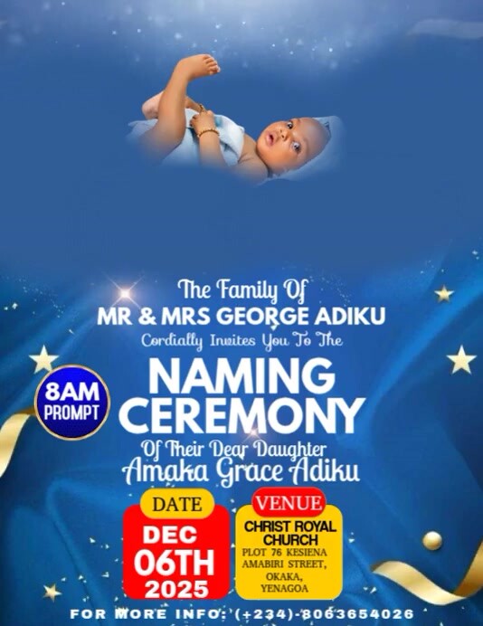 Modern & Minimal Naming Ceremony Template Flyer (us Letter)