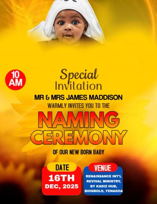Modern & Minimal Naming Ceremony Template Flyer (us Letter)