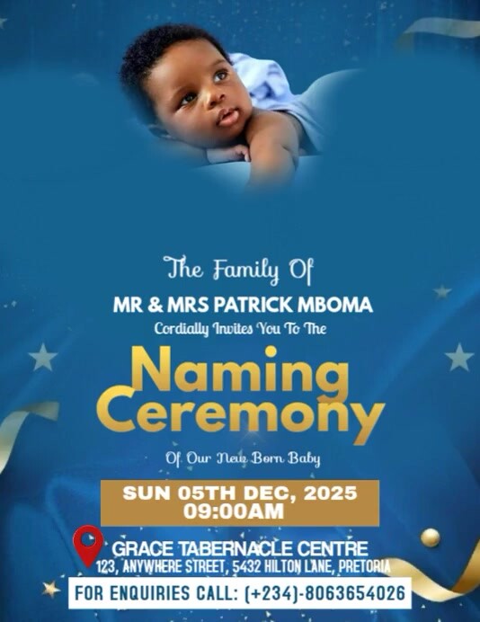 Modern & Minimal Naming Ceremony Template Flyer (us Letter)