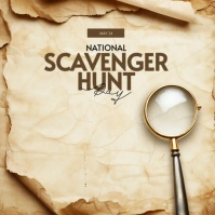 Modern & Minimal National Scavenger Hunt Day Instagram Post Instagram-opslag template