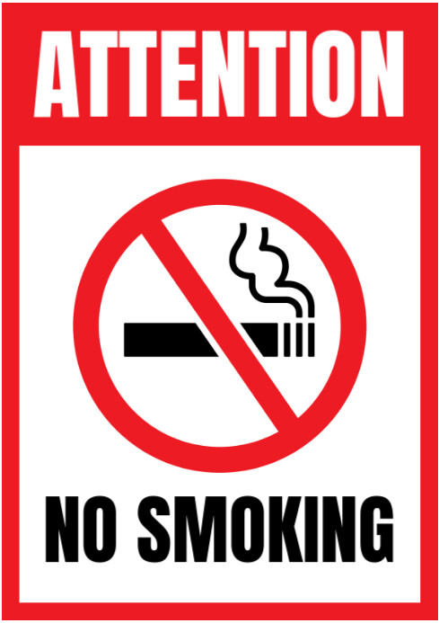 Modern & Minimal No Smoking Warning Poster  A2 template