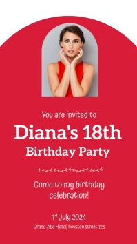 Modern & Minimal Pink 18th Birthday Invitatio Digital Display (9:16) template