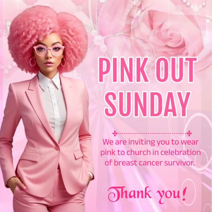 Modern & Minimal Pink Out Sunday Invitation T Wpis na Instagrama template