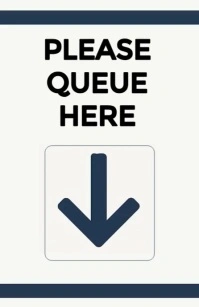 Modern & Minimal Please Queue Here Sign – Professional Directional Instruction Tabloid template