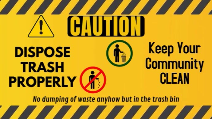Modern & Minimal Proper Disposal Of Trash Sign Youtube Thumbnail template