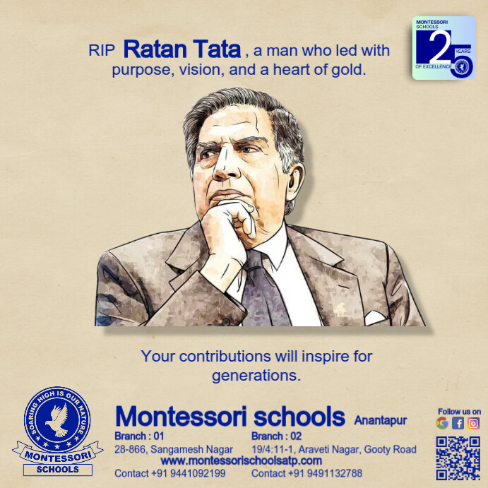 Modern & Minimal Ratan Tata, Tata Group, Rip,  Instagram Post template
