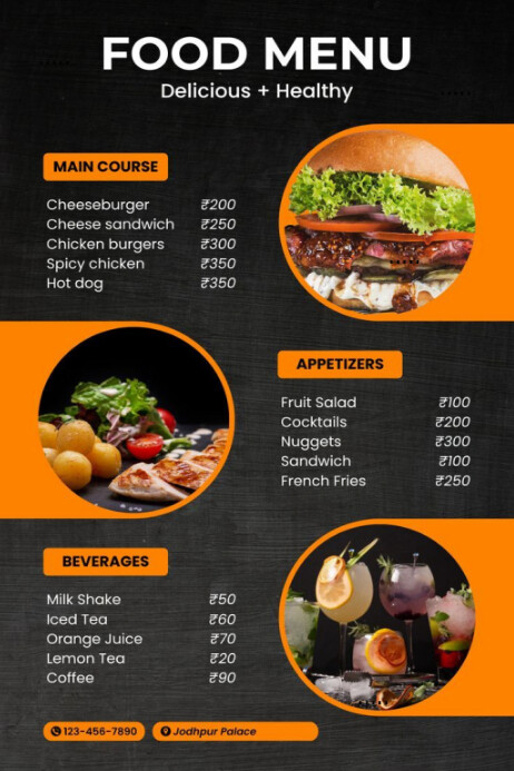 Modern & Minimal Restaurant Menu Design  Poster template