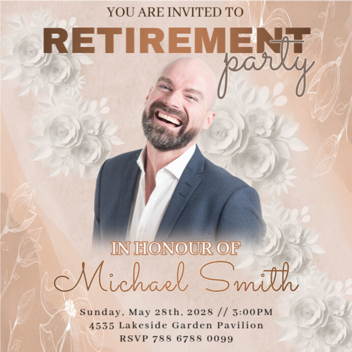 Modern & Minimal Retirement Party Invitation Template Instagram Post ...