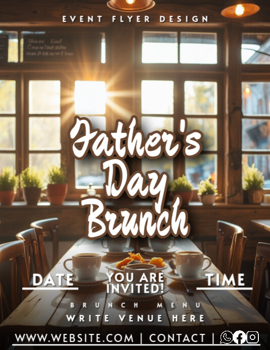 Modern & Minimal Rustic Father’s Day Brunch Flyer Flyer (us Letter) template