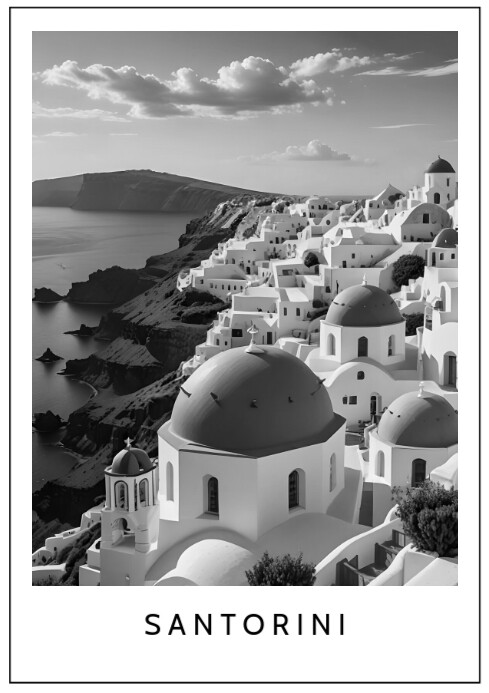 Modern & Minimal Santorini City Print A2 template