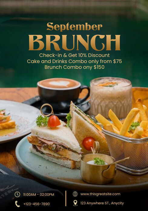 Modern & Minimal September Brunch Event A4 template