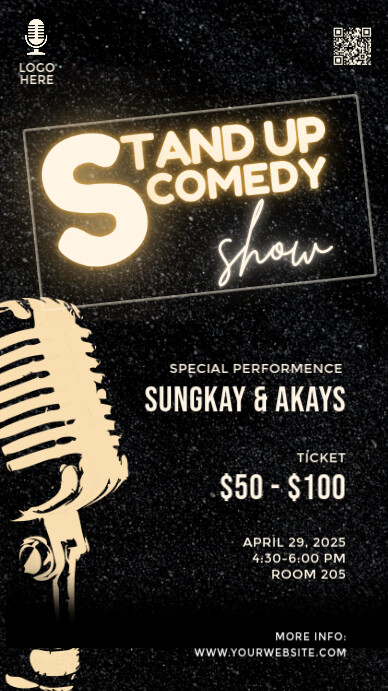 Modern & Minimal Stand Up Comedy Show Instagram Story template