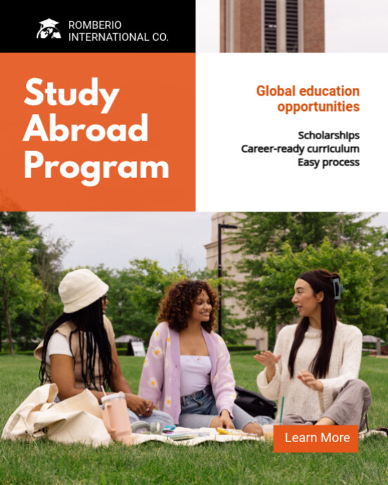 Modern & Minimal Study Abroad Program Instagram Portrait template