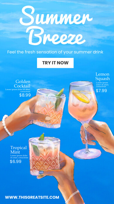 Modern & Minimal Summer Breeze Drink Menu Ins Instagram 快拍 template