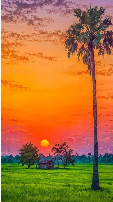 Modern & Minimal Sunset  Digital Display (9:16) template
