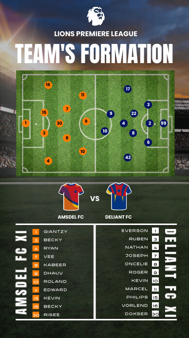 Modern & Minimal Team Match Formation Soccer Instagram Story template