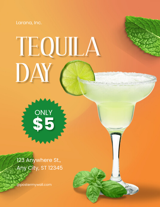 Modern & Minimal Tequila Day Pamflet (letter Flyer (US Letter) template