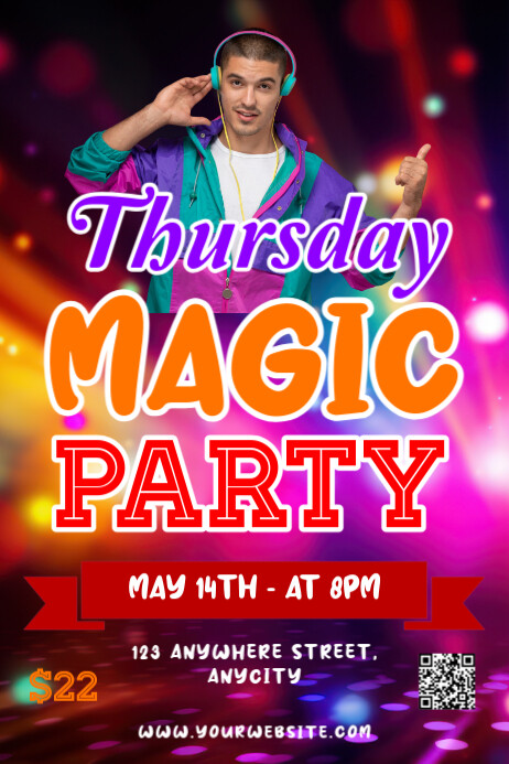 Modern & Minimal Thursday Magic Party Poster template