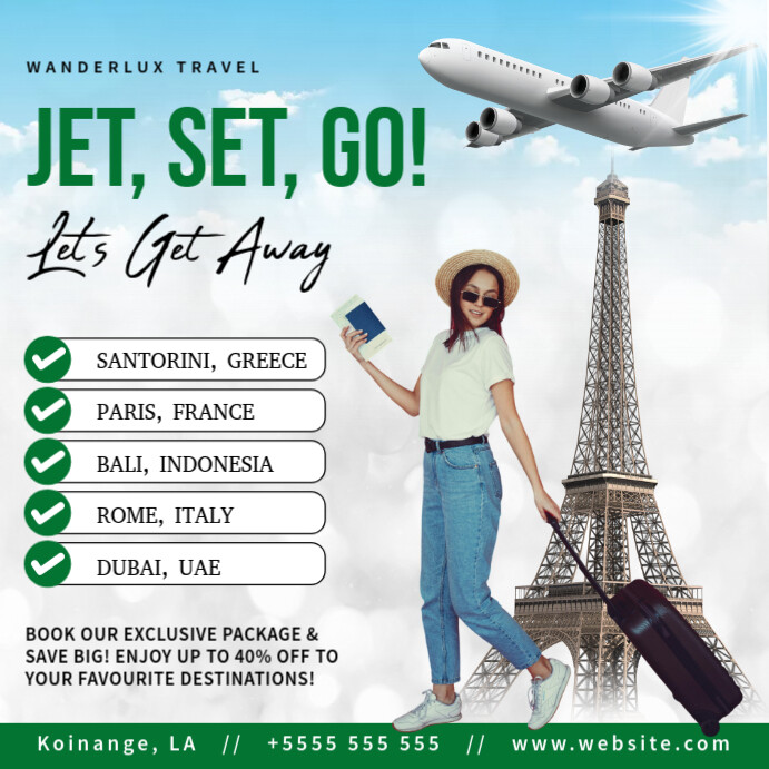 Modern & Minimal Travel Agency Flyer Instagram Post Wpis na Instagrama template