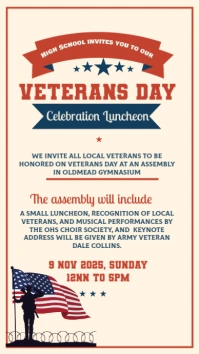 Modern & Minimal Veterans Day Lunch Invitation Digital Display (9:16) template
