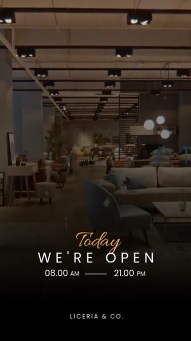 Modern & Minimal We Are Open Furniture Store Reel Instagram template