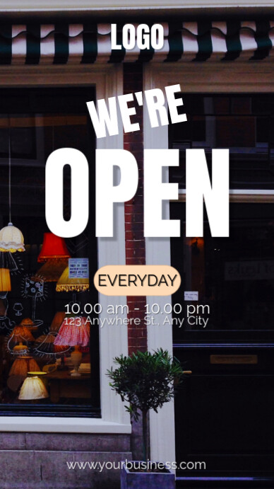 Modern & Minimal We Are Open  Instagram Story template