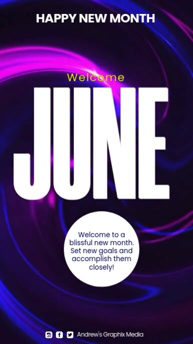 Modern & Minimal Welcome June Flyer Video Digital Display (9:16) template