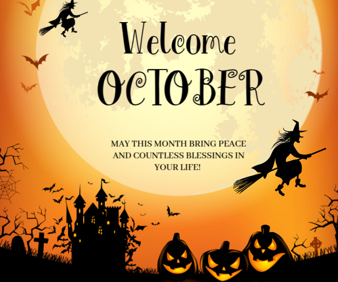 October Rectangle Sign Modern & Minimal Welcome October Medium Rectangle Template | PosterMyWall