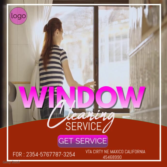 Modern & Minimal White And Red  Window Cleaning Instagram Post Wpis na Instagrama template