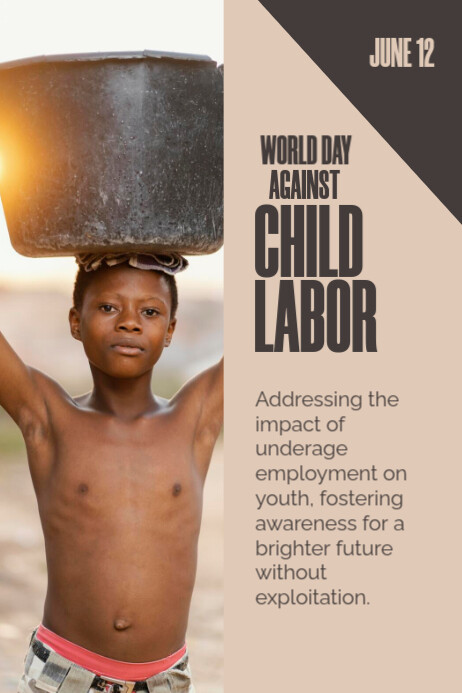 Modern & Minimal World Day Against Child Labor Poster template