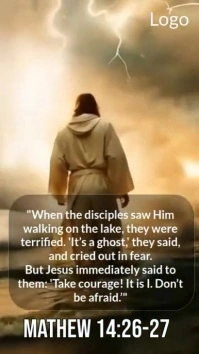 Modern & Minimal “jesus Walking On Water – Spiritual Bible Verse Video Template” Digital Display (9: Digitale Vertoning (9:16)