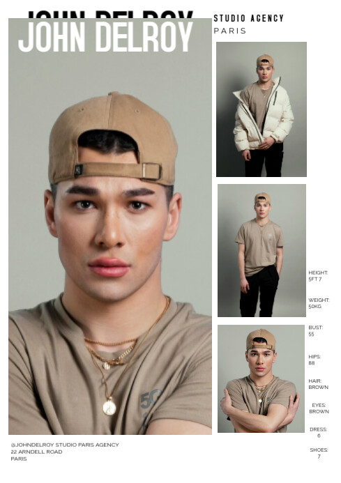 Modern & Proffessional Modelling Comp Digital Card Men A4 template