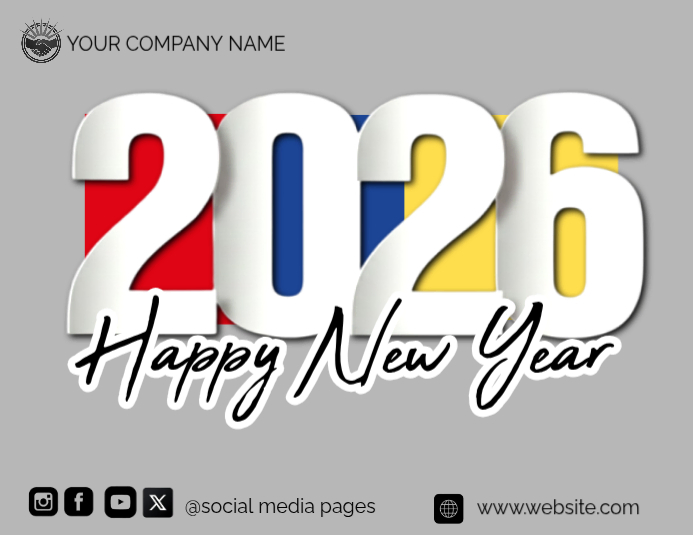 Plantilla de Modern 2026 Happy New Year Greeting Template printable ...