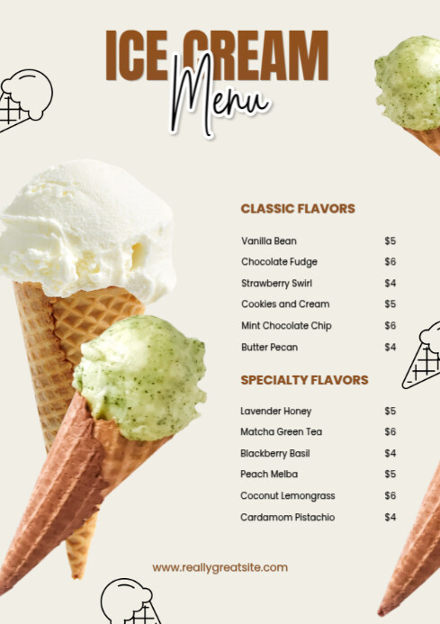 Modern A4 Ice Cream Menu Template – Colorful Editable Design