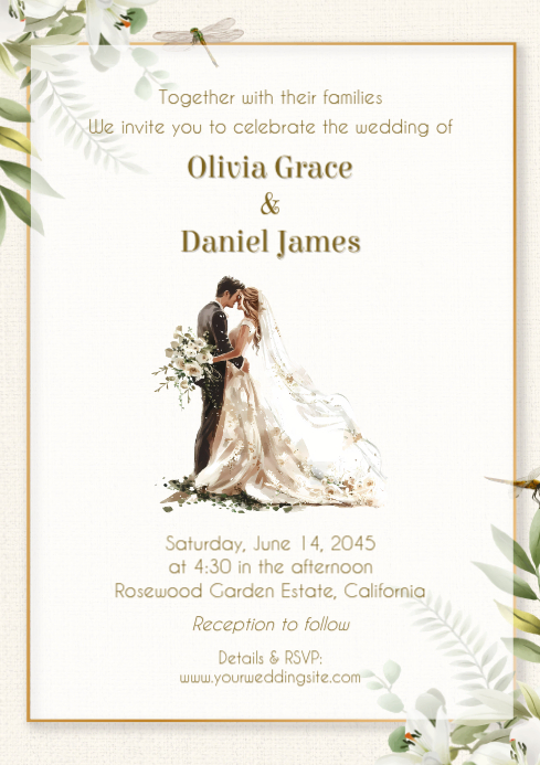 Modern Aesthetic Wedding Invitation Card A4 Template | PosterMyWall