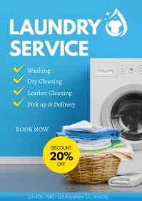 Modern and Minimalist Laundry Services Poster A4 template