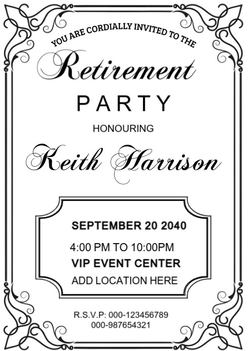 Modern and minimalistic retirement party flyer A4 template