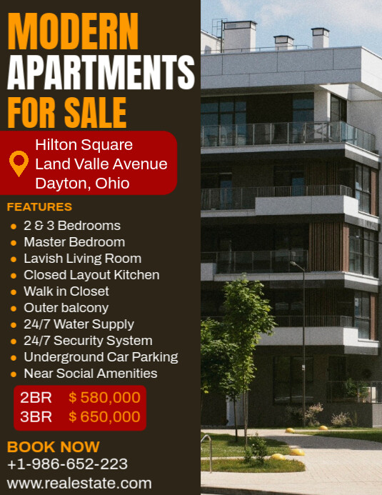 Modern Apartments For Sale Ad Folheto (US Letter) template