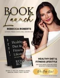 Modern Author Book Launch Beige & Gold Professional Flyer Ad template