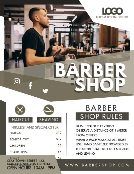 Moderne Friseur Shop Eintrittsregeln Flyer Vorlage Postermywall
