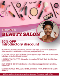 Modern Beauty Salon Flyer Template | Hair & Makeup Promotion Poster Spa & Cosmetology Advertising