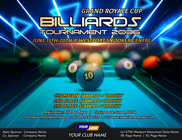 Modern Billiards Tournament Poster PosterMyWall