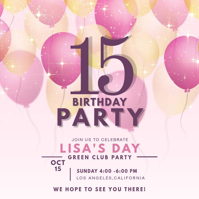 Modern Birthday Party Invitation Card Post Instagram template