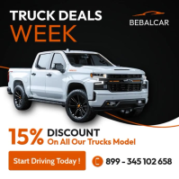 Modern black & orange Truck Car Sale Auto Dealership  | Trucks For Sale Instagram Post template
