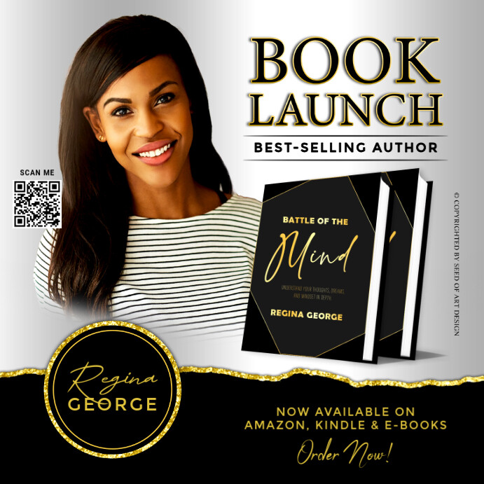 Modern Black & Gold Book Launch Release Author Template Wpis na Instagrama