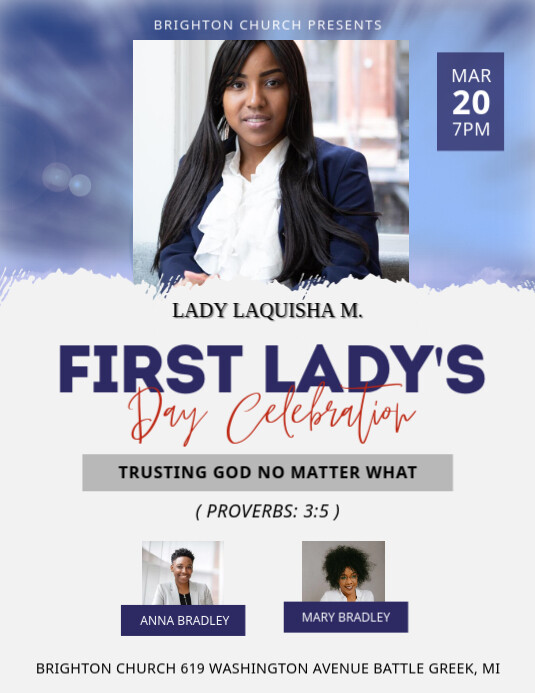 Modern Black First Lady's Day Church Flyer Te template